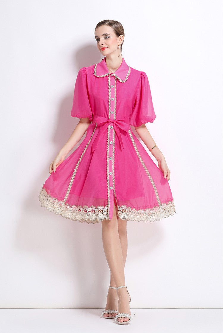 Rose Red Victorian Charm Mini Dress