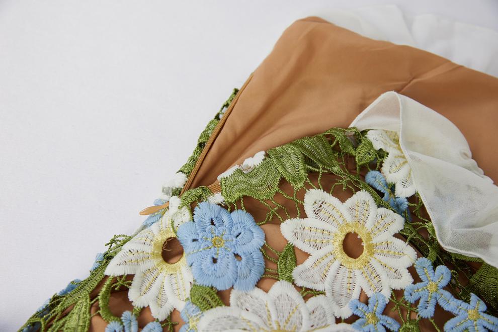 Green Floral Lace Ruffle Dress