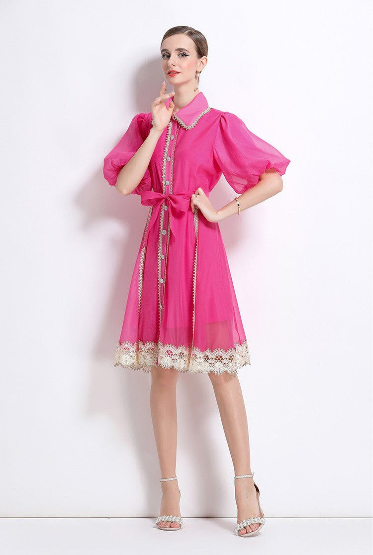 Rose Red Victorian Charm Mini Dress