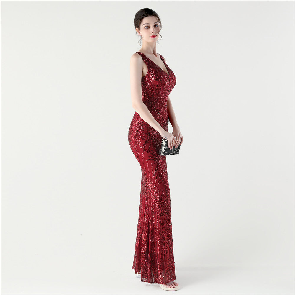 Crimson Flame Backless Gown