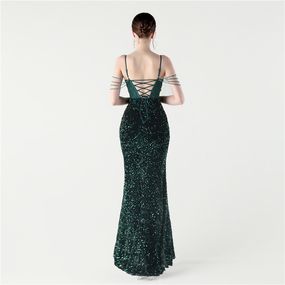 Emerald Envy Fishbone Gown