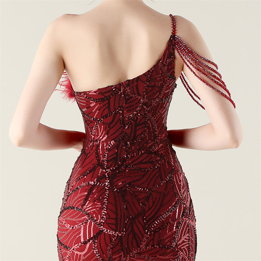 Beaded Red Elegance Gown