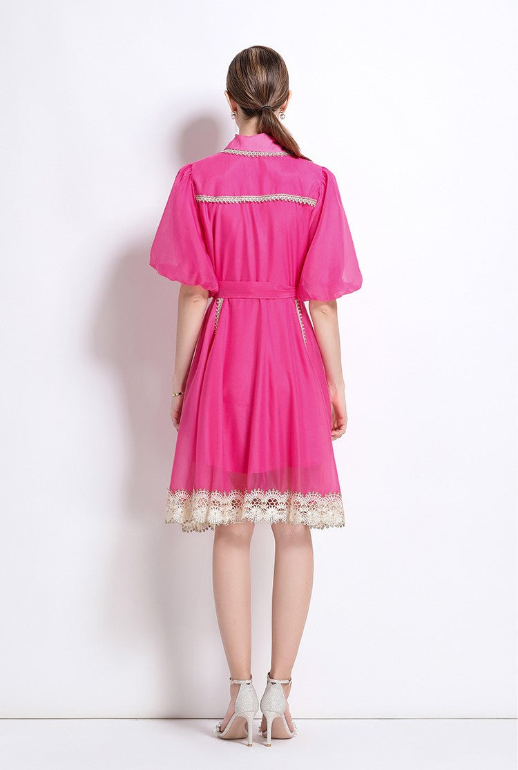 Rose Red Victorian Charm Mini Dress