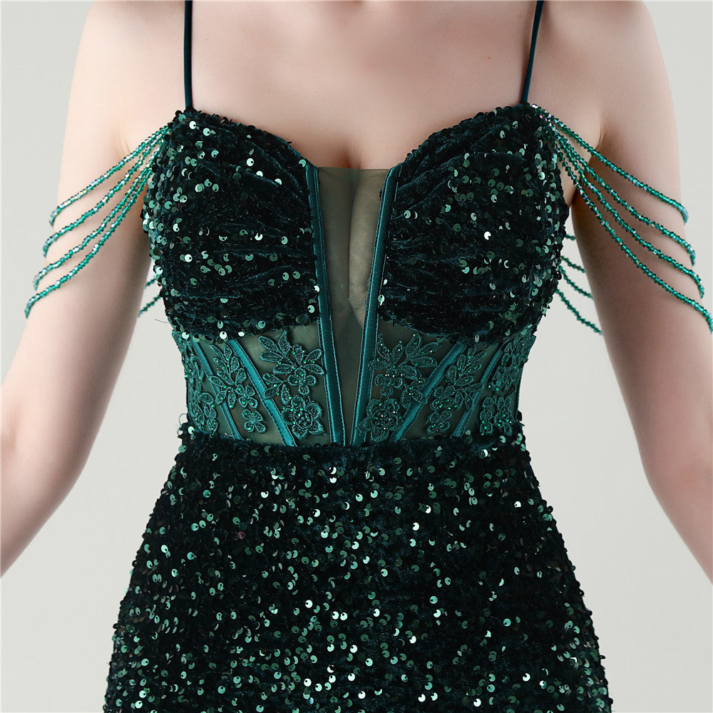 Emerald Envy Fishbone Gown