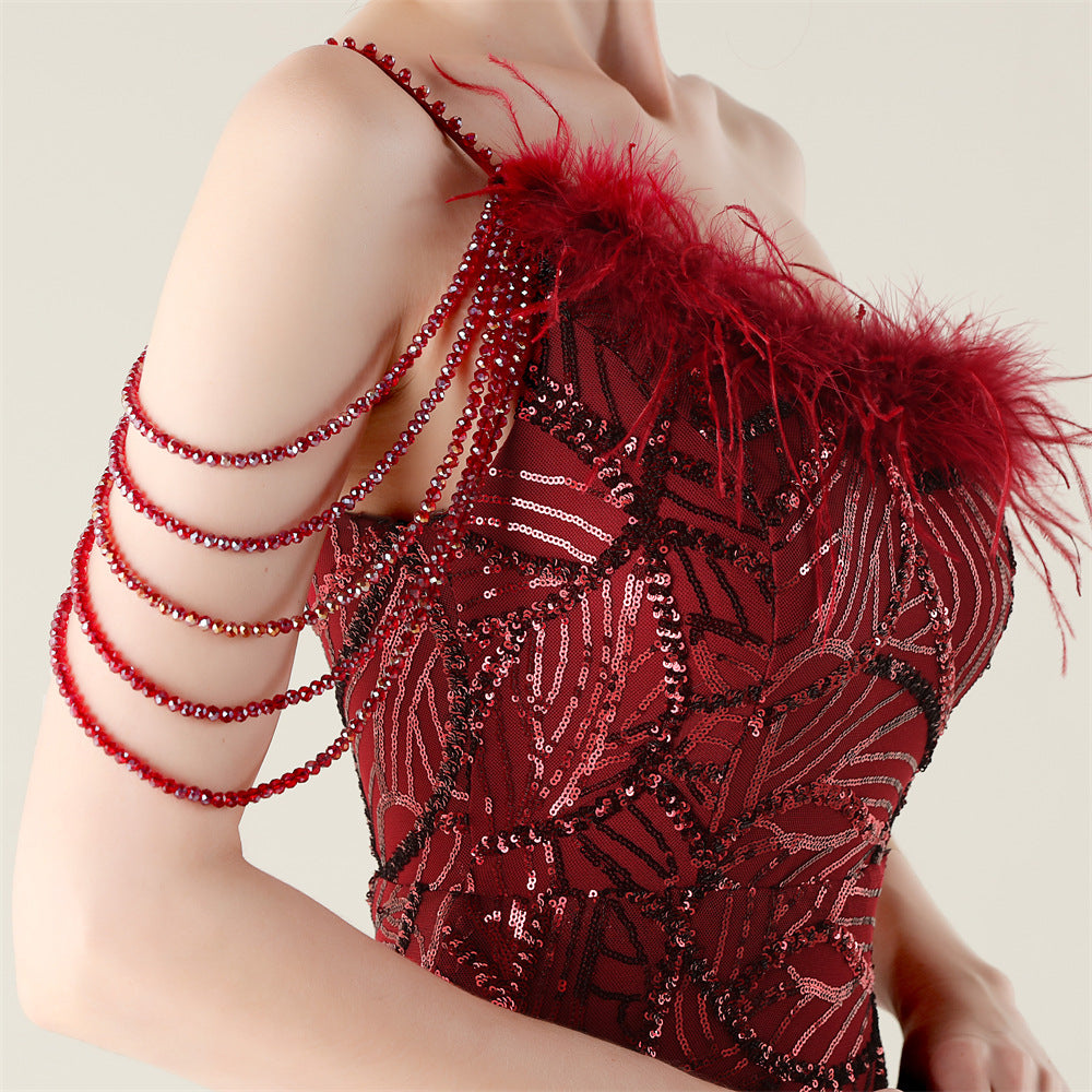 Beaded Red Elegance Gown