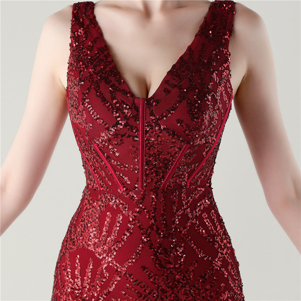 Crimson Flame Backless Gown