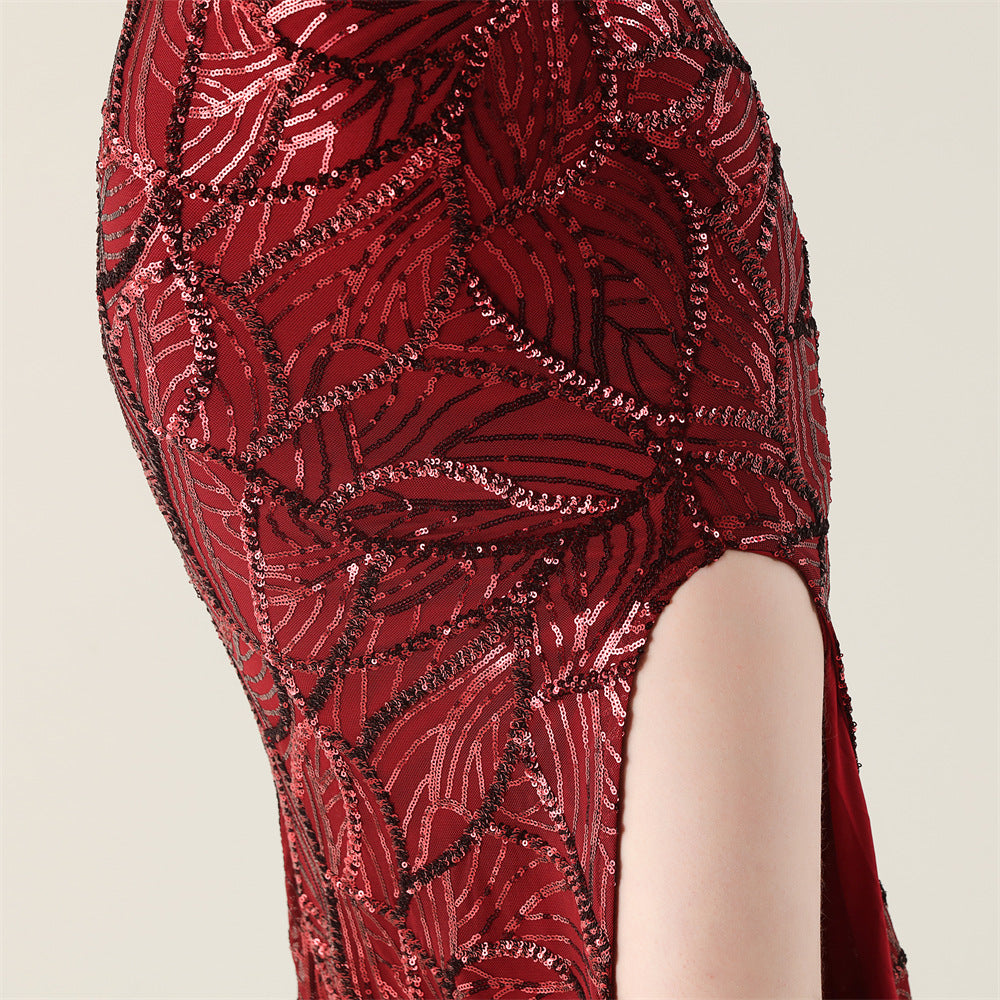 Beaded Red Elegance Gown