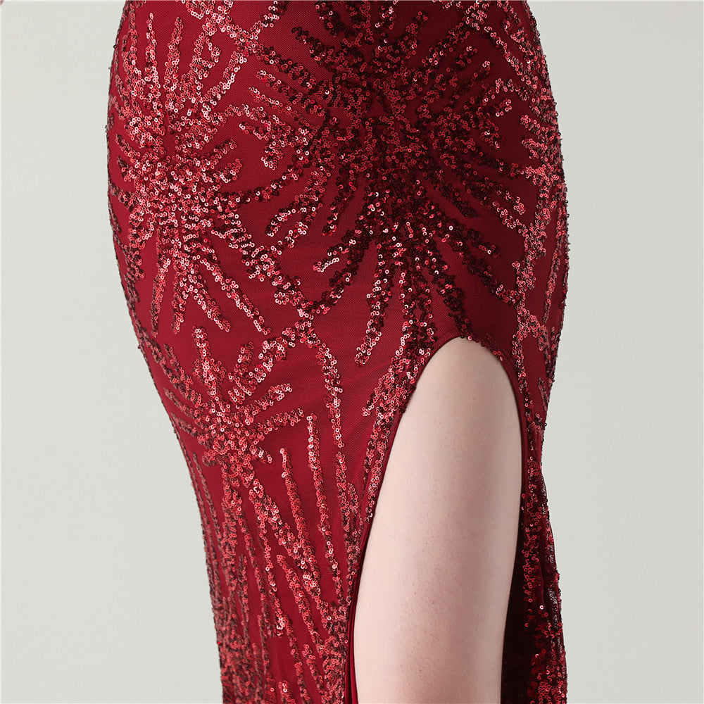 Crimson Flame Backless Gown