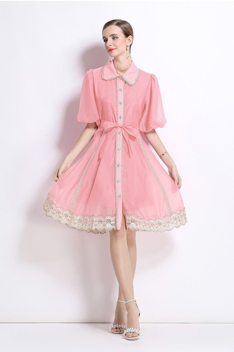 Pink Victorian Charm Mini Dress
