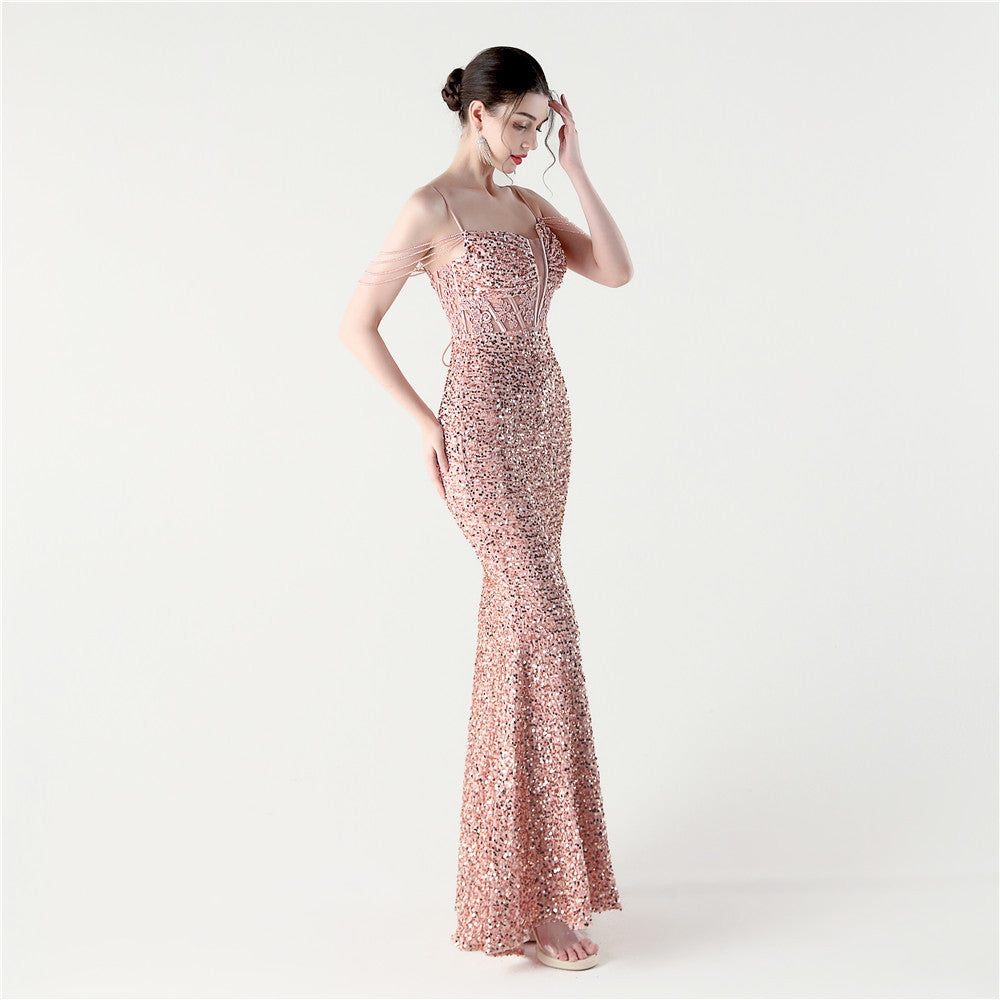 Elegant Lotusrootstarch Fishbone Gown