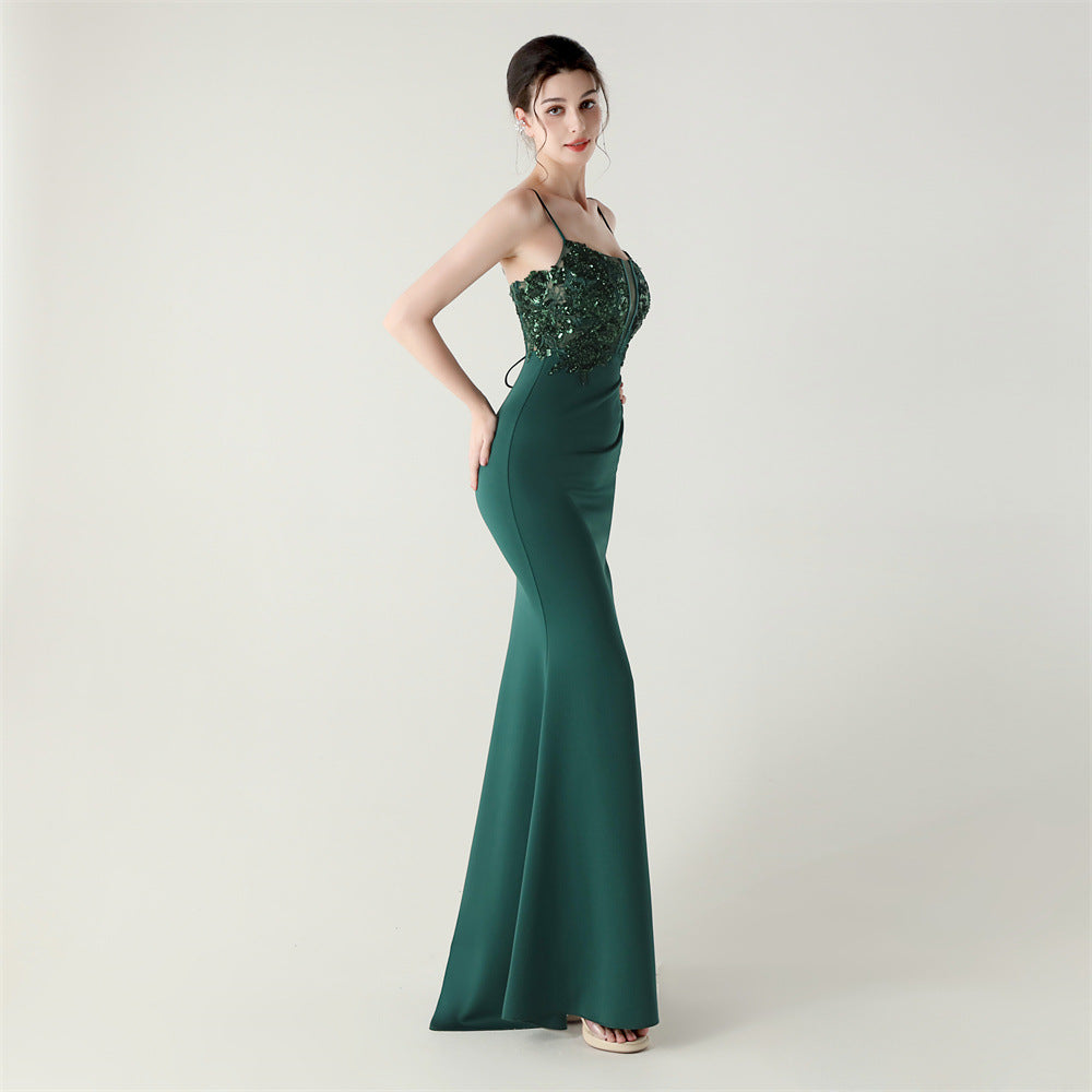 Emerald Enchantment Beaded Evening Gown
