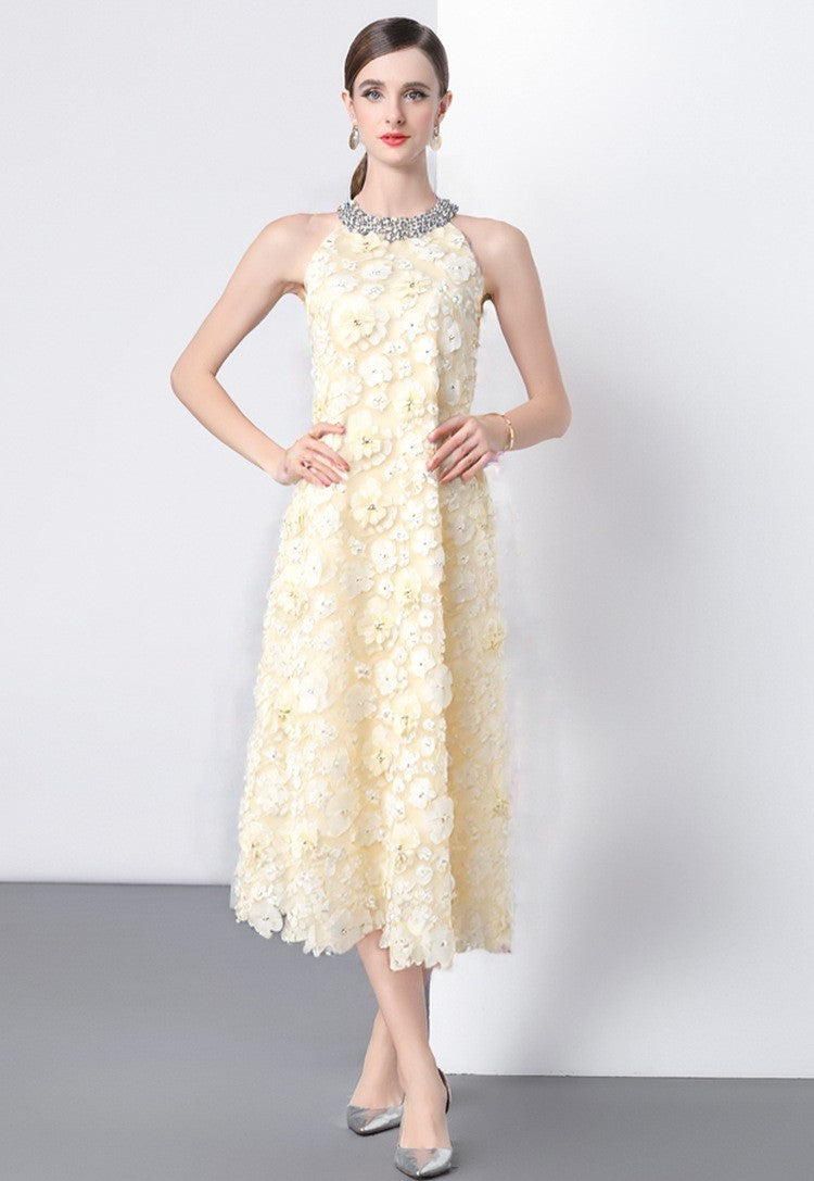 Ivory Blossom Midi Dress
