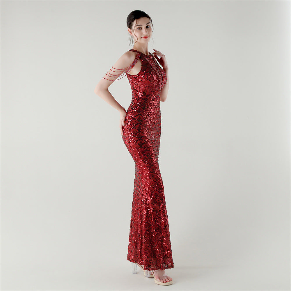 Crimson Glam Sequin Gown