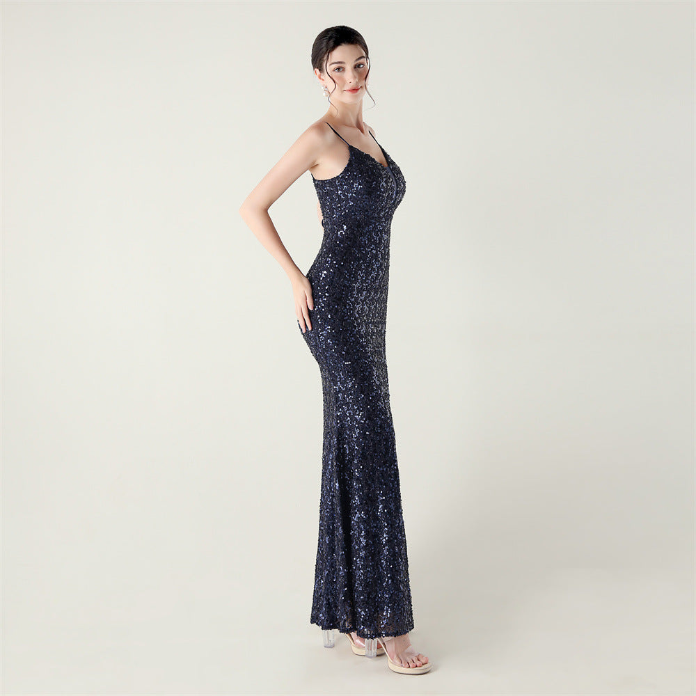 Navy Flamenco Dot Dance Dress