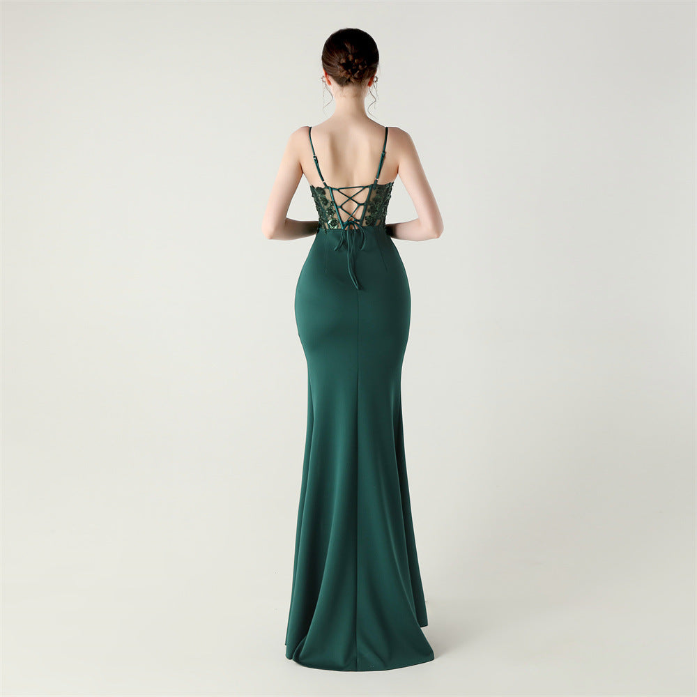 Emerald Enchantment Beaded Evening Gown