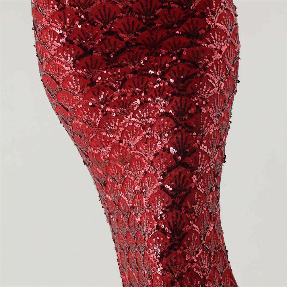 Crimson Glam Sequin Gown
