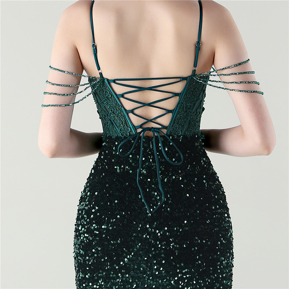 Emerald Envy Fishbone Gown