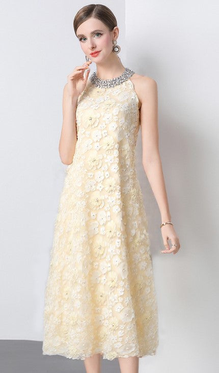 Ivory Blossom Midi Dress