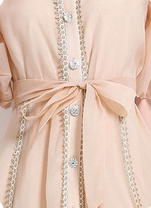 Light Apricot Victorian Charm Mini Dress