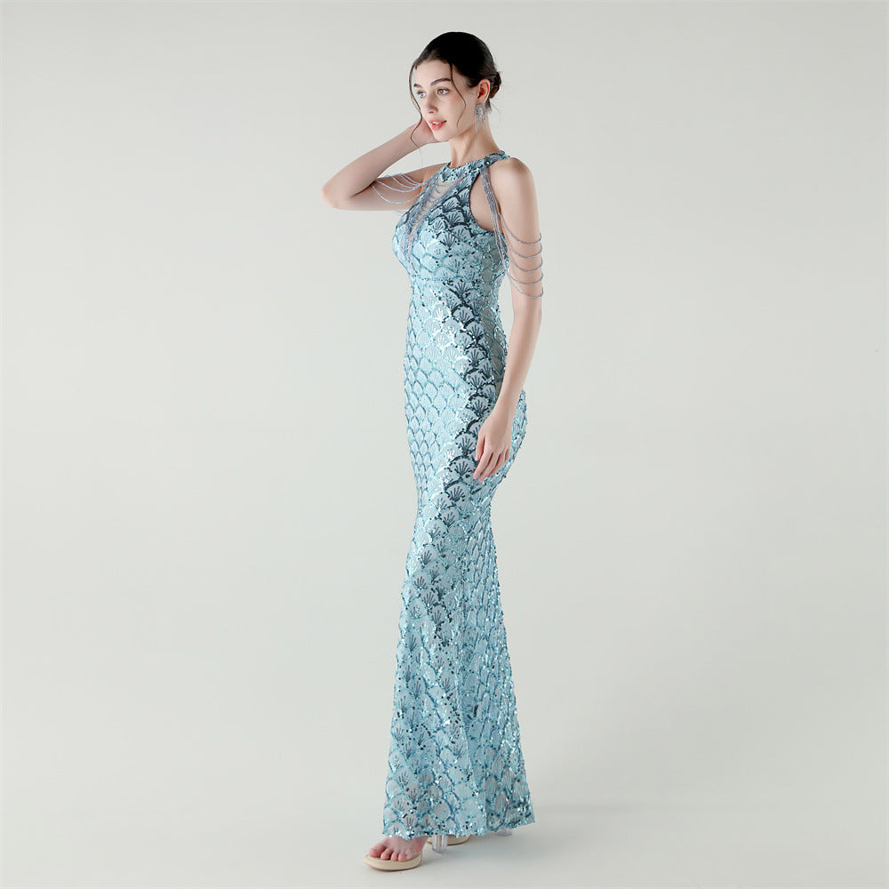Icy Fishtail Elegance Gown
