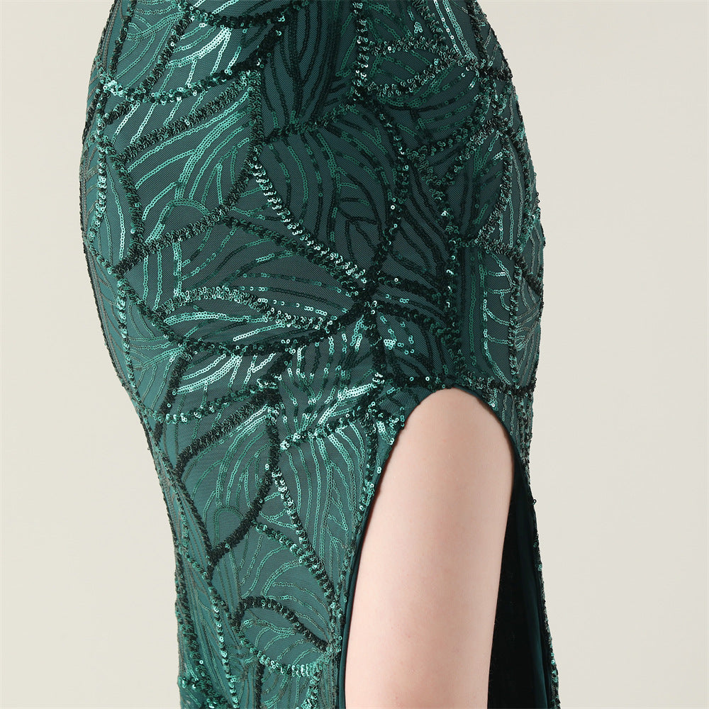 One Shoulder Beaded Whisper Gown