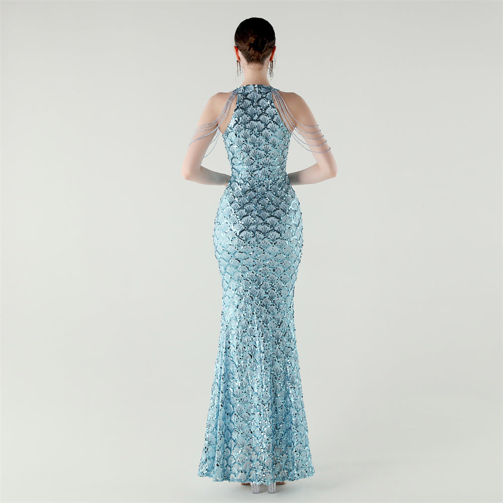 Icy Fishtail Elegance Gown