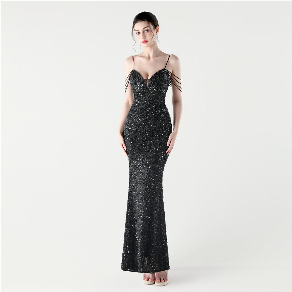 Midnight Black Beaded Gown