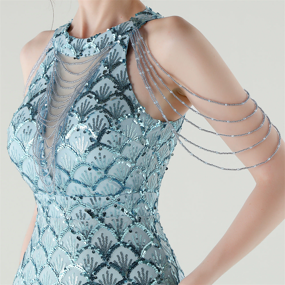 Icy Fishtail Elegance Gown