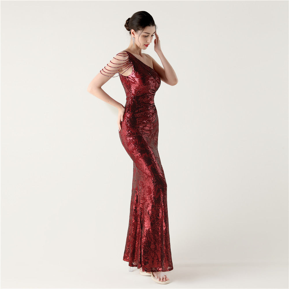 Beaded Scarlet Envy Gown