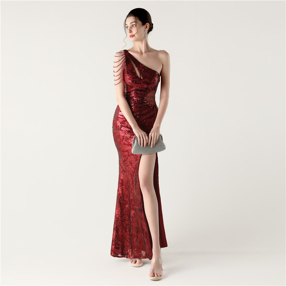 Beaded Scarlet Envy Gown