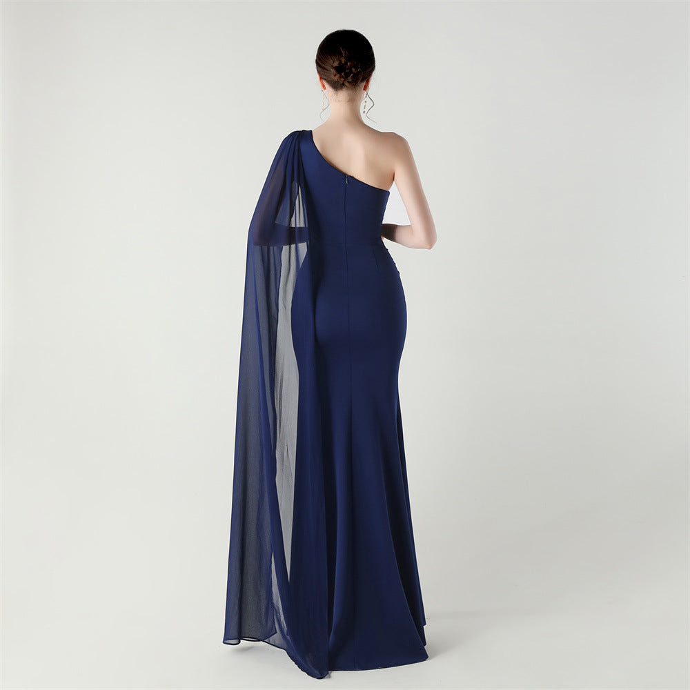 Midnight Muse Embroidery One Shoulder Gown