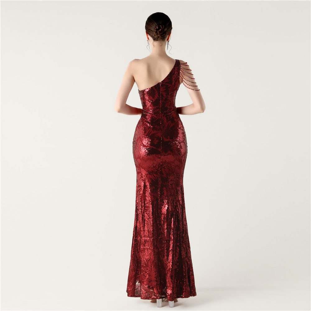 Beaded Scarlet Envy Gown