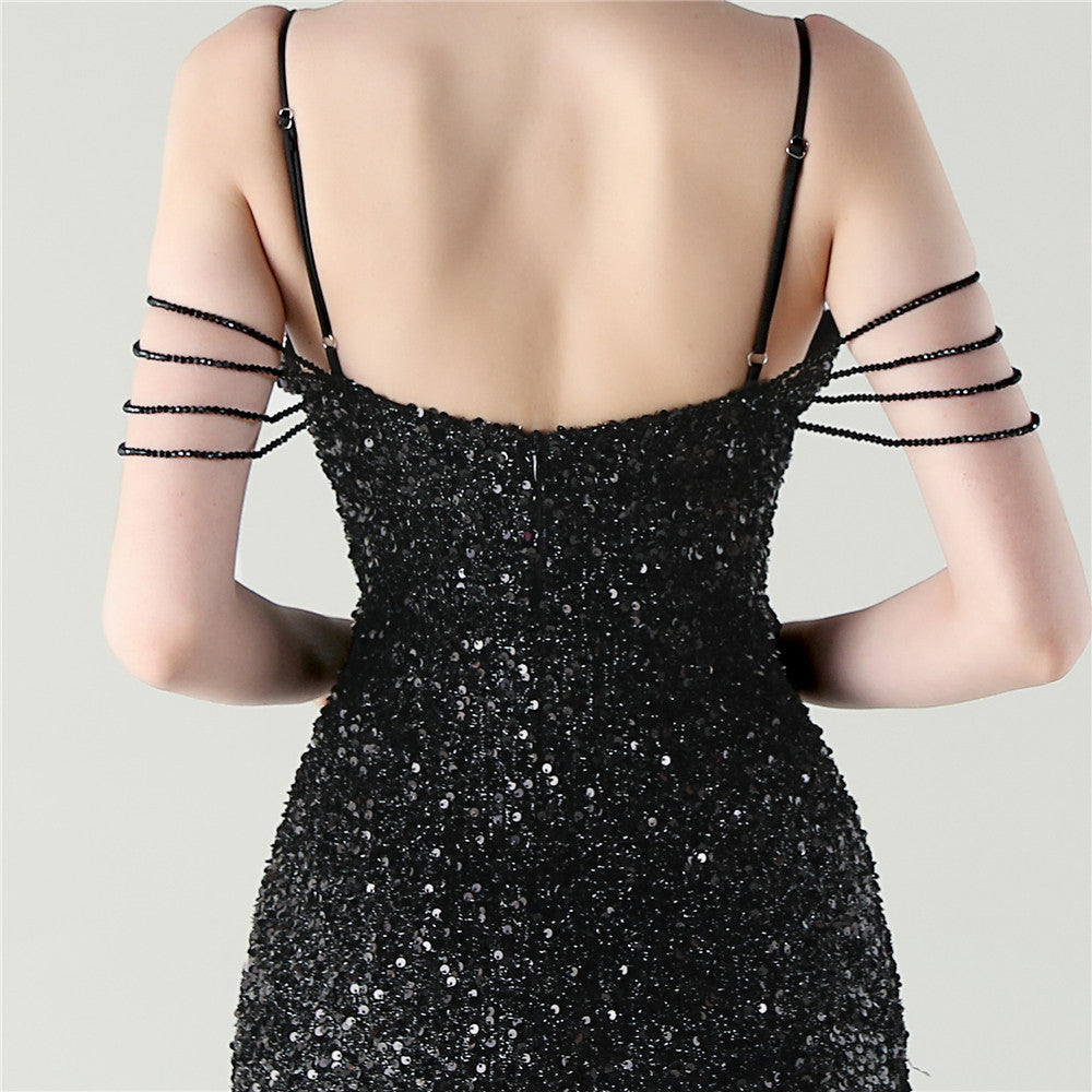 Midnight Black Beaded Gown