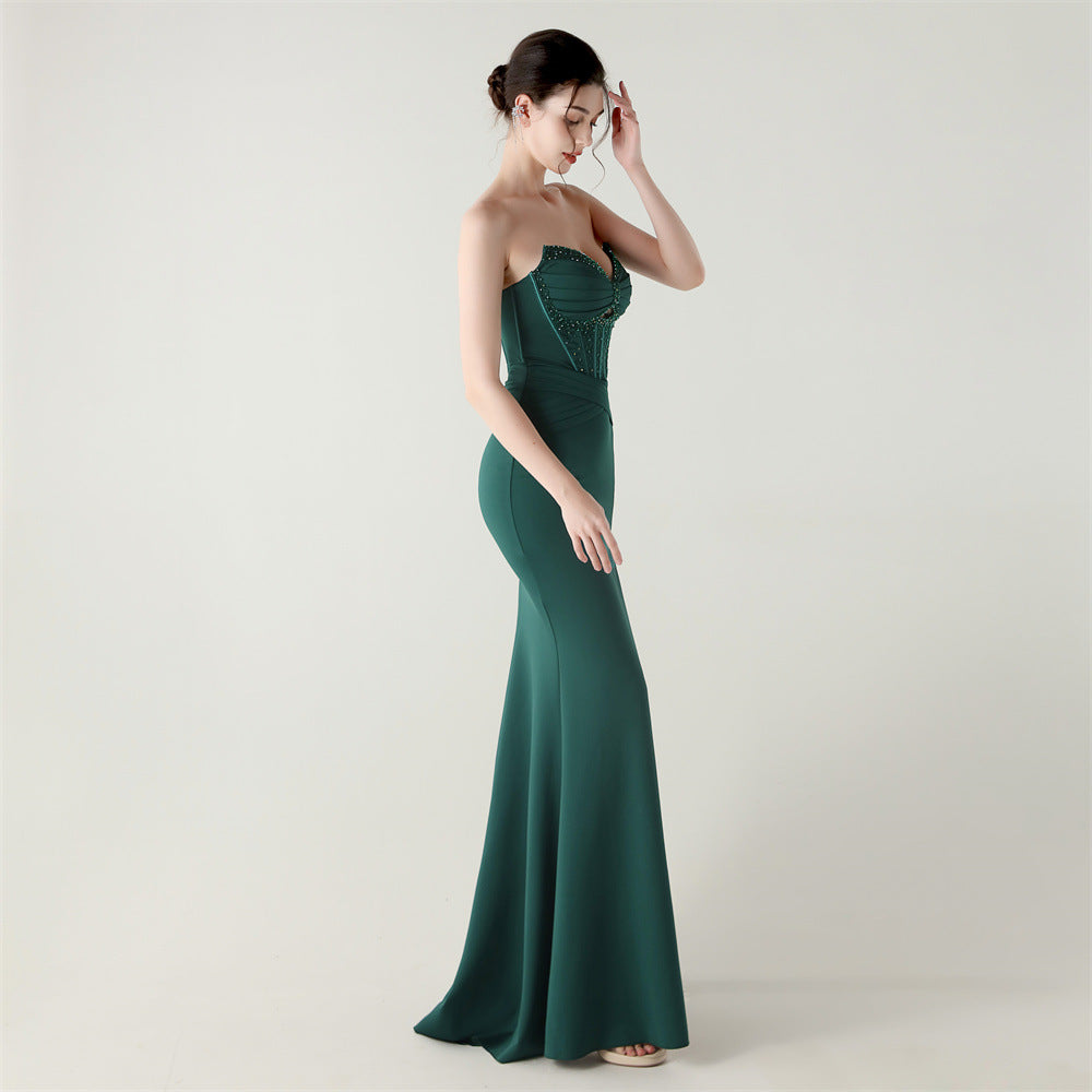 Emerald Pleated Envy Gown