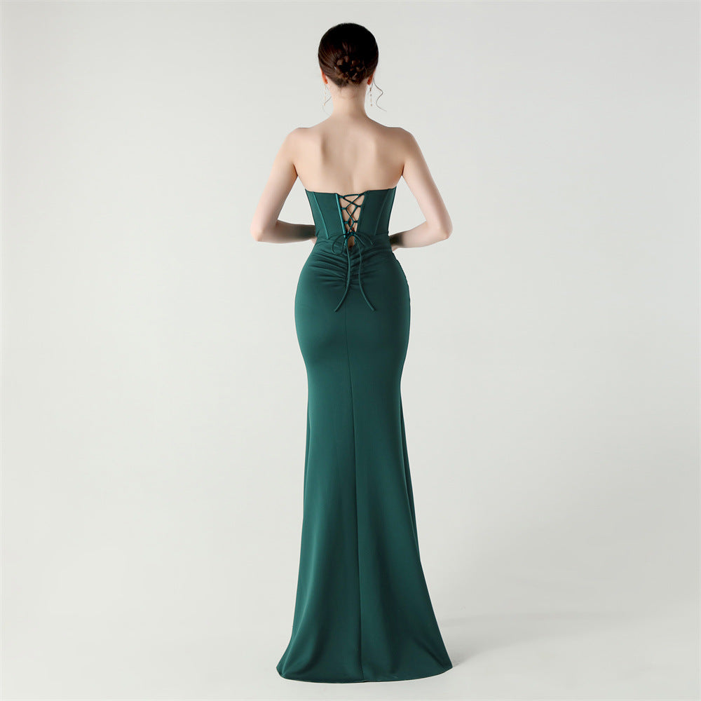 Emerald Pleated Envy Gown
