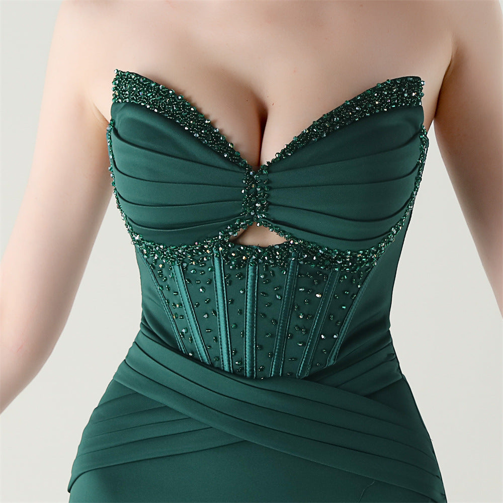 Emerald Pleated Envy Gown
