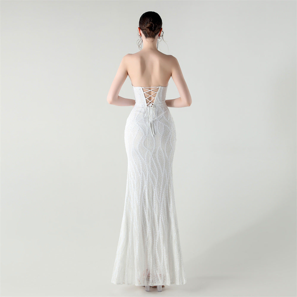 Ivory Starlight Serenade Sequin Gown