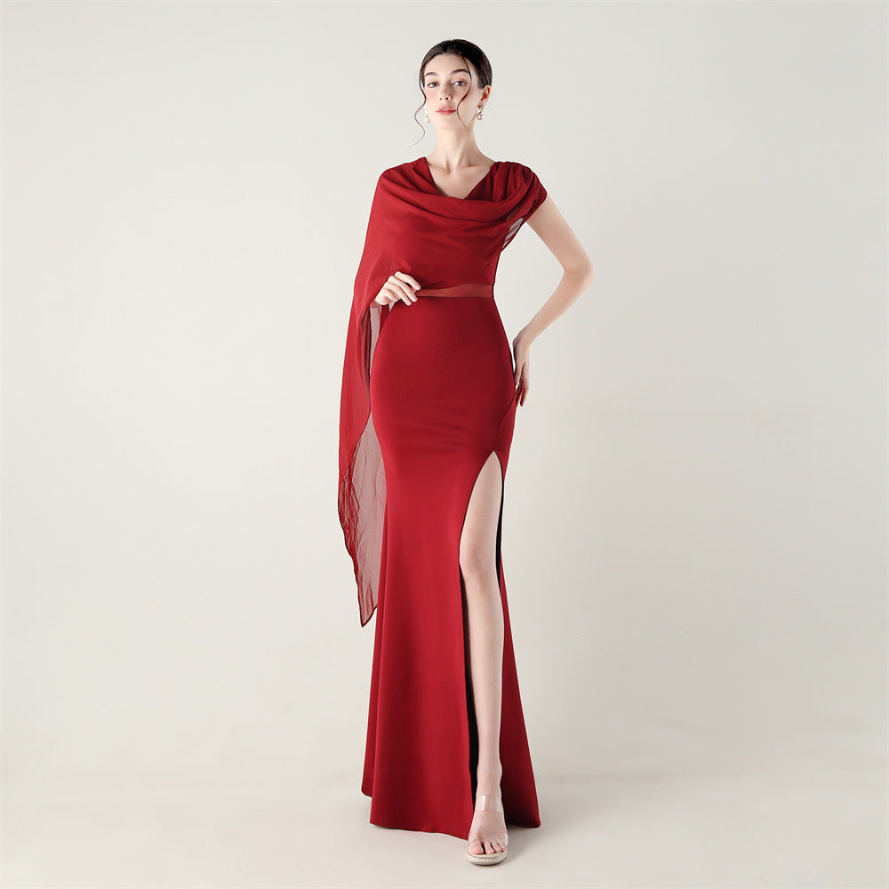 Ebon Elan Embroidery One Shoulder Gown