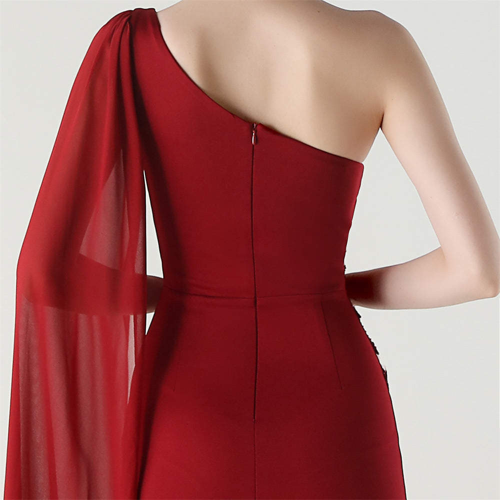 Ebon Elan Embroidery One Shoulder Gown