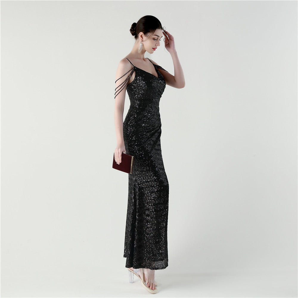 Deep V Shimmer Elegance Gown