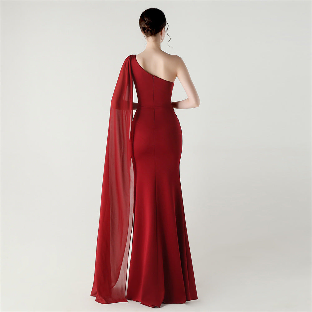 Ebon Elan Embroidery One Shoulder Gown