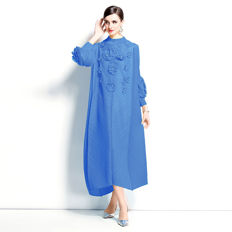 Elegant Blue Floral Embellished Dress