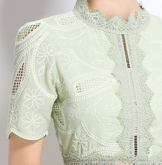 Mint Petal Lace Dress