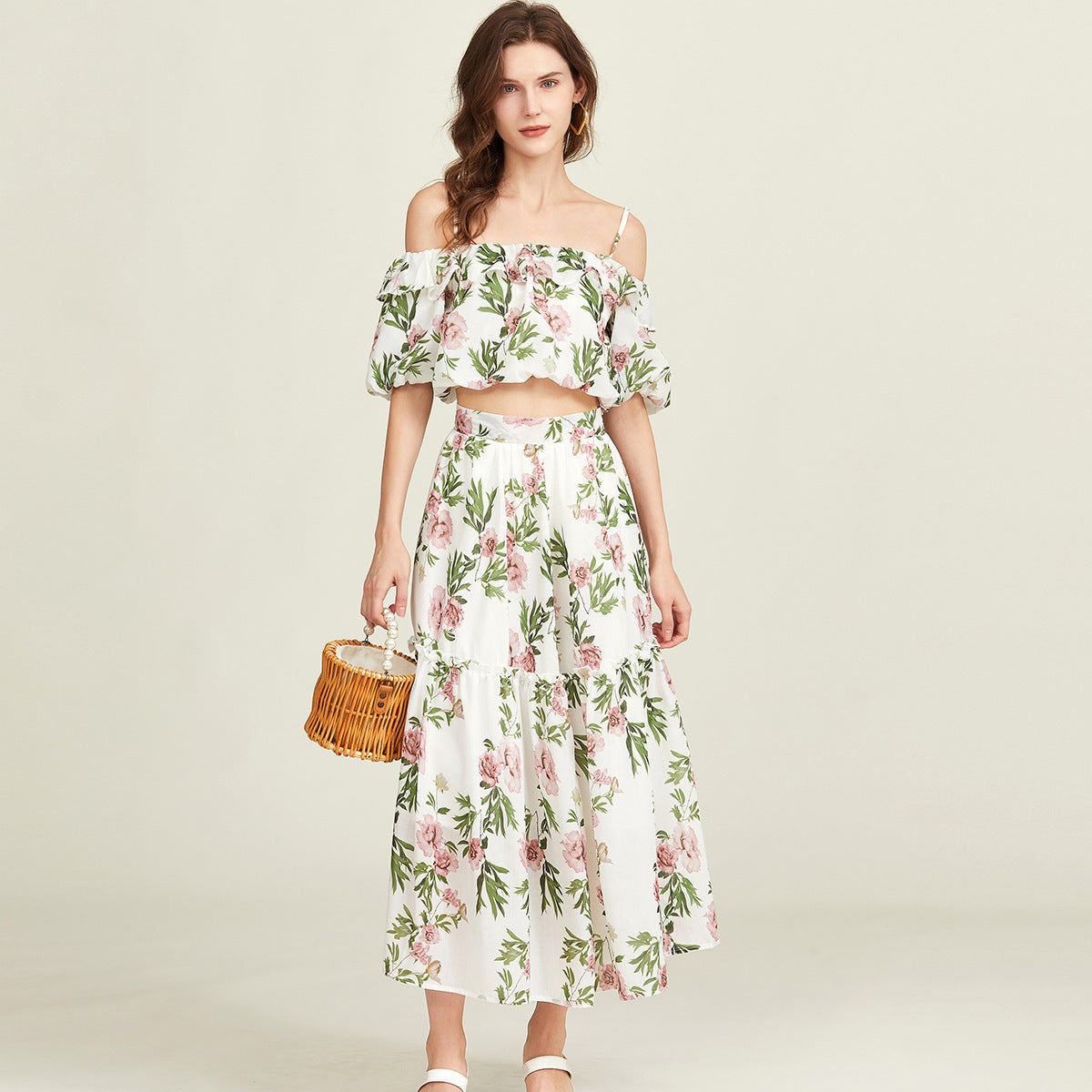 Floral Print Bohemian Beach Two Piece Set - 822089204472_BAS