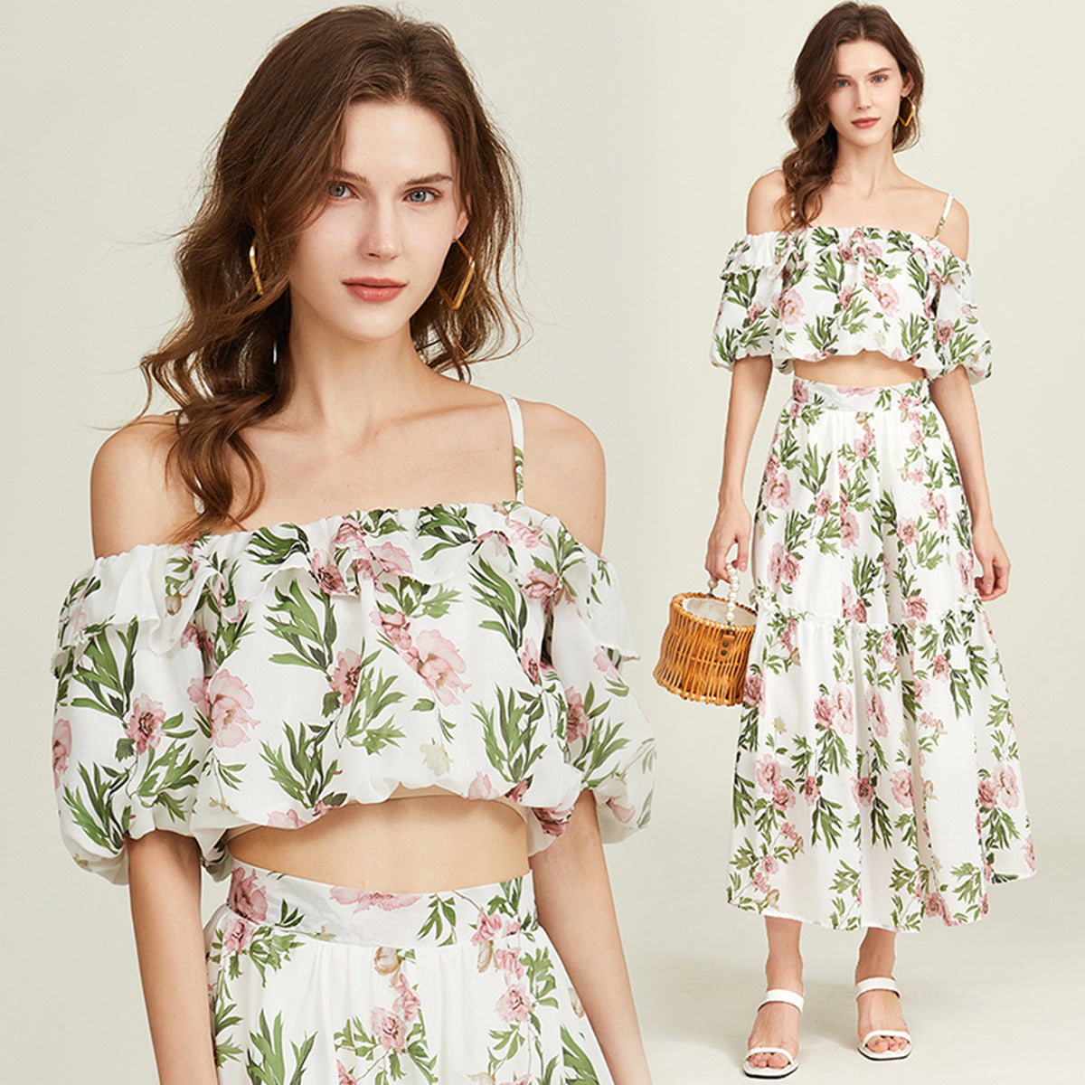 Floral Print Bohemian Beach Two Piece Set - 822089204472_BAS