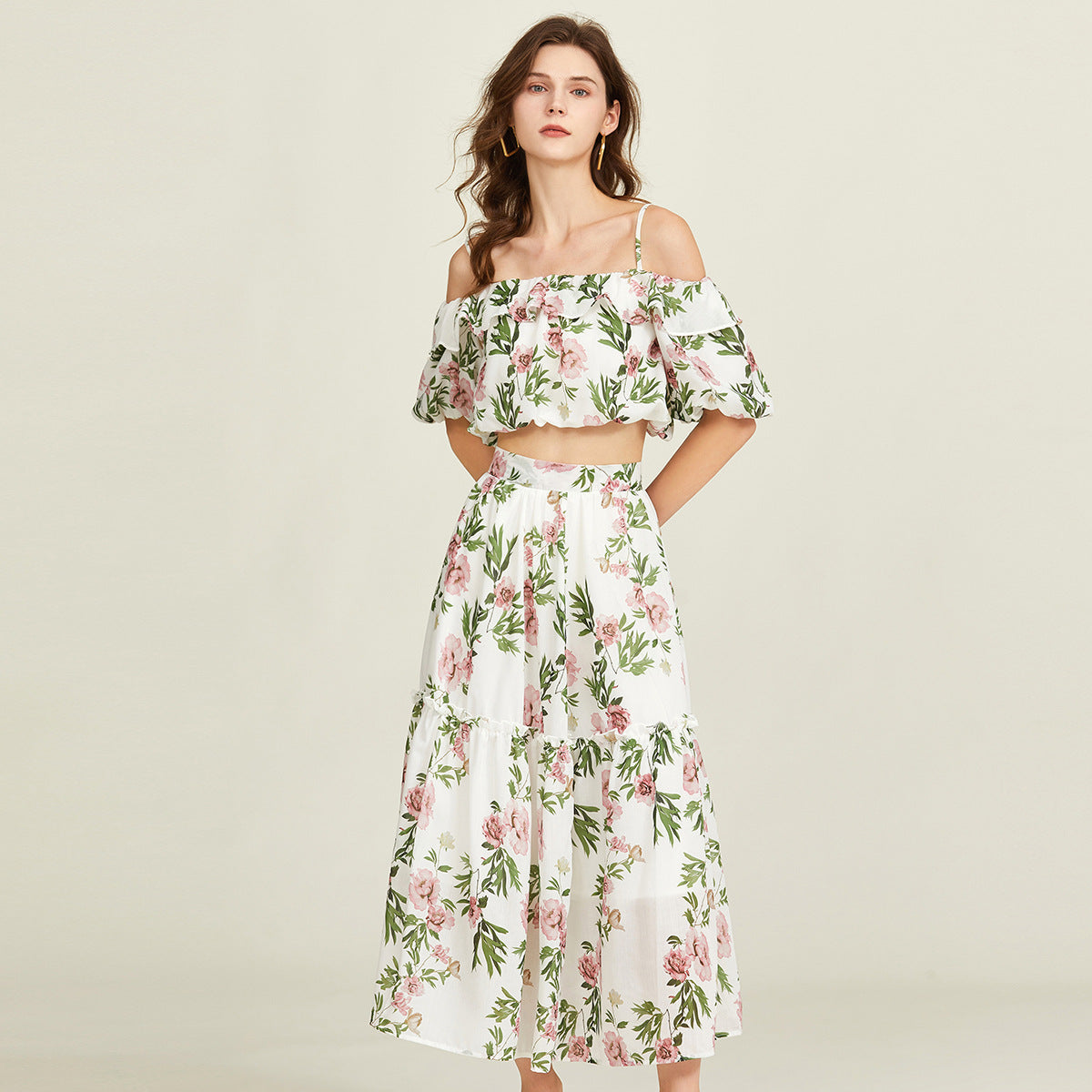 Floral Print Bohemian Beach Two Piece Set - 822089204472_BAS