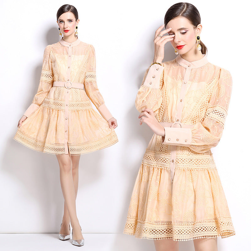 Delicate Weave Short Dress  - 844767082747_APRICOT