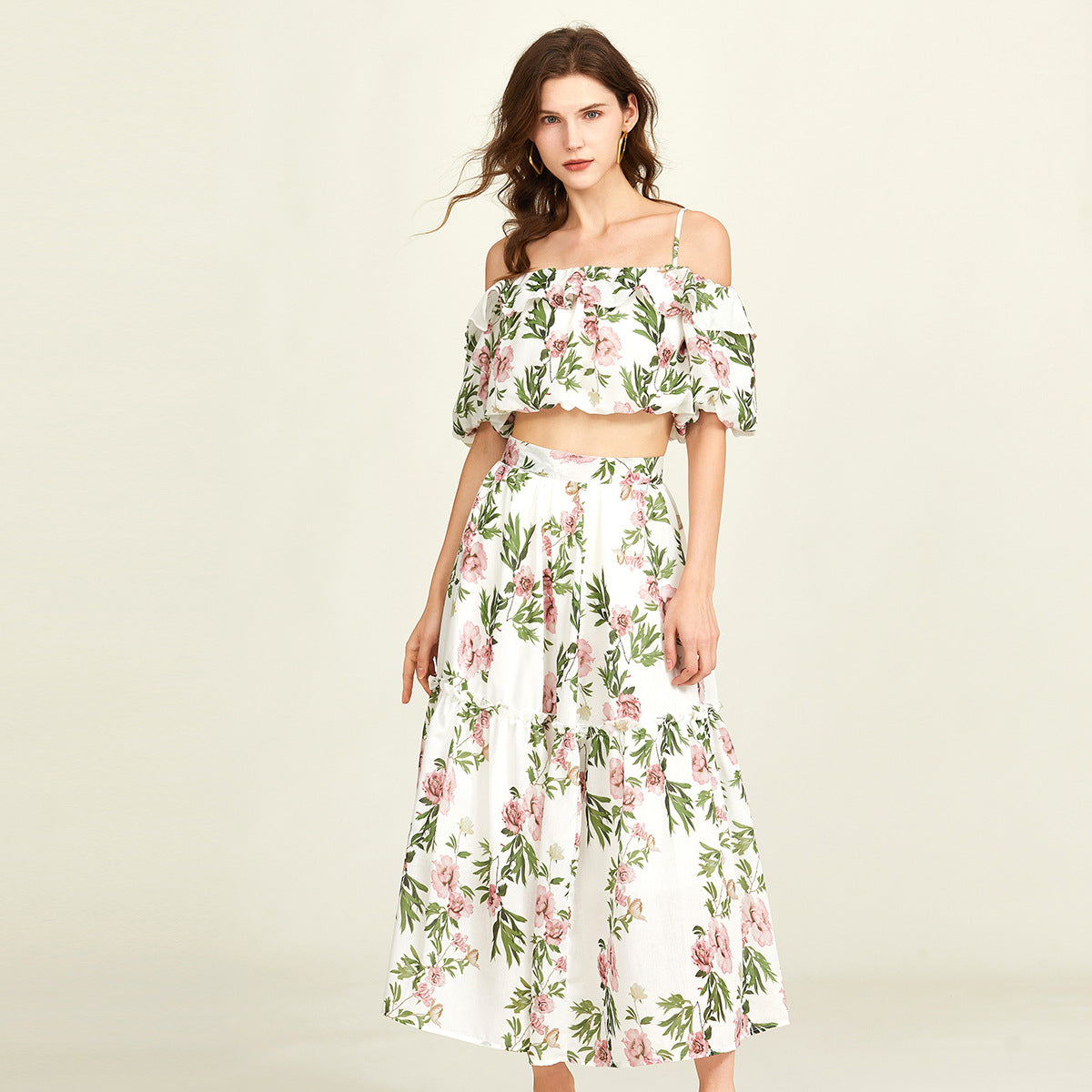 Floral Print Bohemian Beach Two Piece Set - 822089204472_BAS