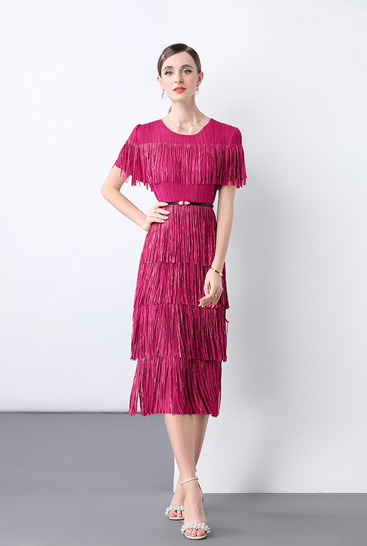 Fuchsia Fringe Fiesta Dress