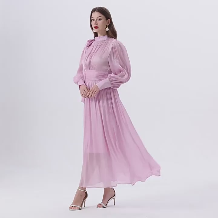 Royal Radiance Pleated Satin Dressy - 905557854806_PINK
